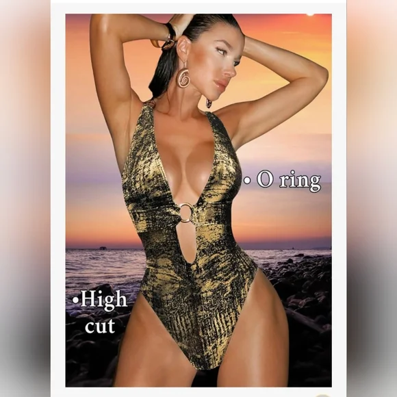 ChiaoLezhee Metallic One Piece Swimsuit #1245 - Picture 5 of 9